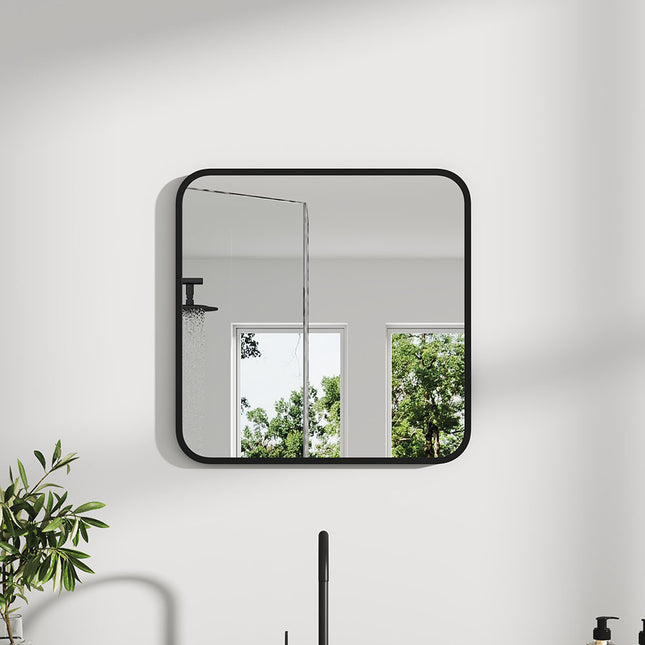 Square Bathroom Black Framed Vanity Mirror
