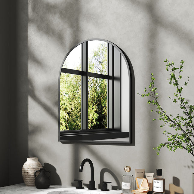 Arched Bathroom Wall Mirror Black Framed Vanity Mirror 40/50cm W