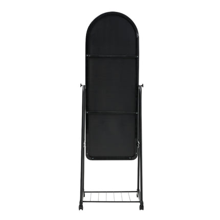 160cm Black Full Length Mirror with Wheels and Bracket