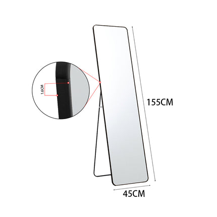 Modern Rectangular Metal Floor Mirror Black