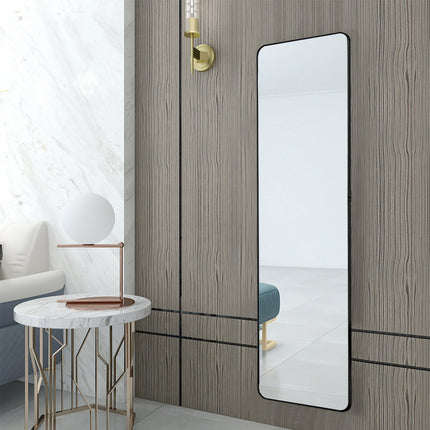 Modern Rectangular Metal Floor Mirror Black