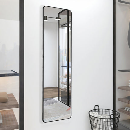 Modern Rectangular Metal Floor Mirror Black