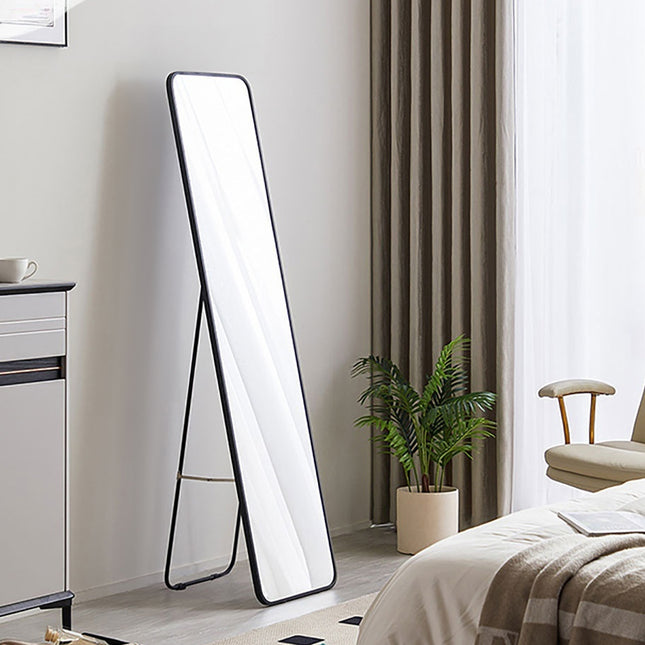 Black 160cm Modern Rectangle Metal Floor Mirror