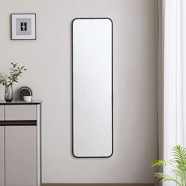 Black 160cm Modern Rectangle Metal Floor Mirror