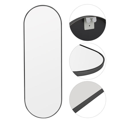 150cm Modern Oval Metal Full Length Wall Mirror Black