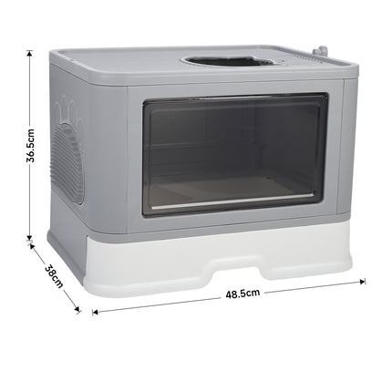 Foldable Enclosed Plastic Cat Litter Box with Scoop