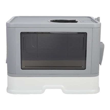 Foldable Enclosed Plastic Cat Litter Box with Scoop