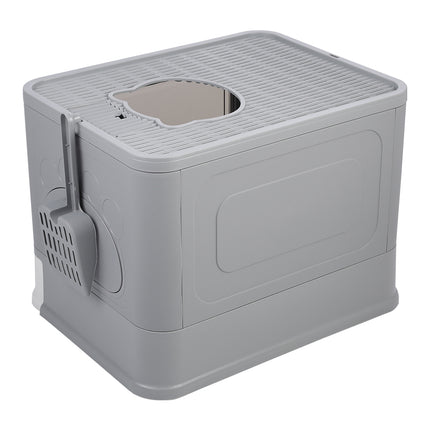 Foldable Enclosed Plastic Cat Litter Box with Scoop