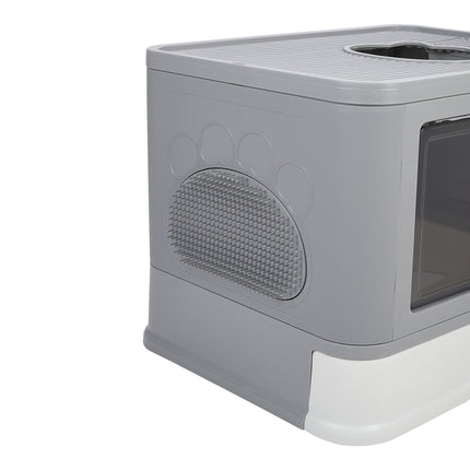 Foldable Enclosed Plastic Cat Litter Box with Scoop