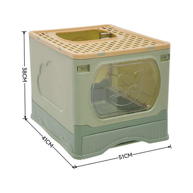 Top Entry Foldable Cat Litter Box with Anti Splash Design