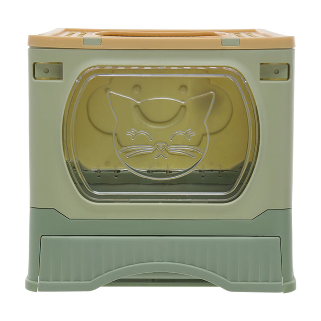 Top Entry Foldable Cat Litter Box with Anti Splash Design