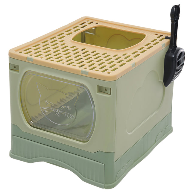 Top Entry Foldable Cat Litter Box with Anti Splash Design