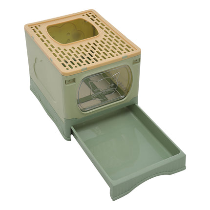 Top Entry Foldable Cat Litter Box with Anti Splash Design