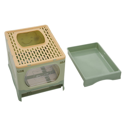Top Entry Foldable Cat Litter Box with Anti Splash Design