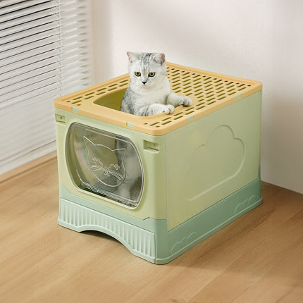 Top Entry Foldable Cat Litter Box with Anti Splash Design