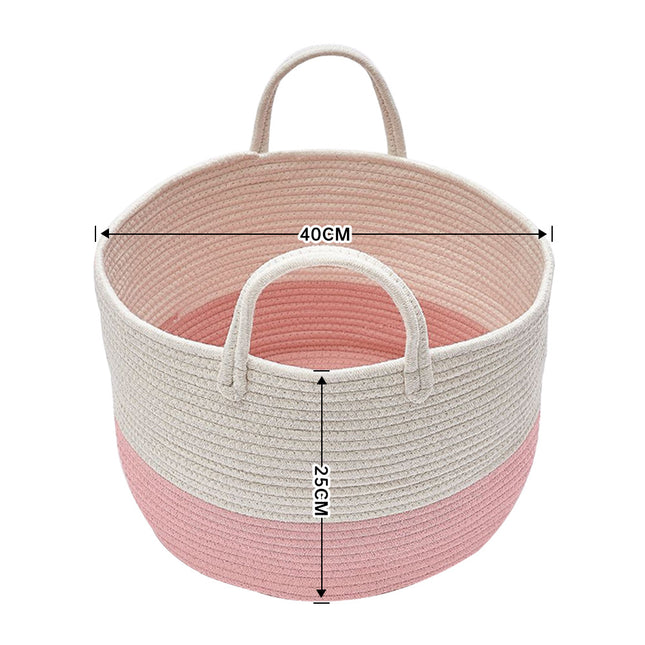 Woven Laundry Basket Kids Toy Storage Clothes Hamper with Pom