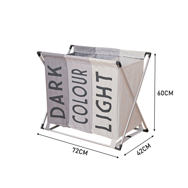 Foldable Laundry Basket 3 Sectional Clothes Sorter