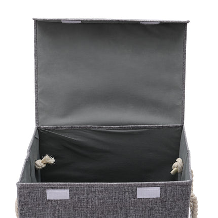 Collapsible Laundry Basket with Rope Handles Grey