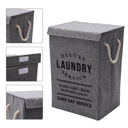 Collapsible Laundry Basket with Rope Handles Grey