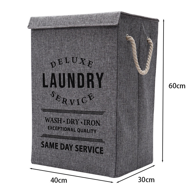 Collapsible Laundry Basket with Rope Handles Grey