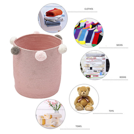 Dia 32cm Cotton Laundry Basket Pink Clothes Hamper