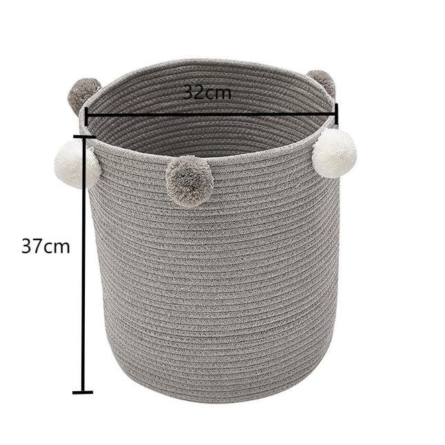 Dia 32cm Cotton Laundry Basket Grey Hamper
