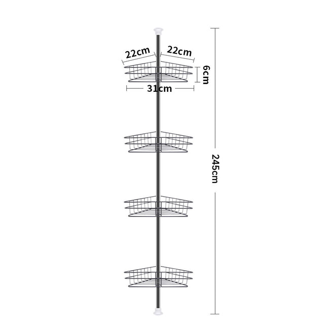 H250cm 4-Tier Bathroom Caddy Corner Shelf