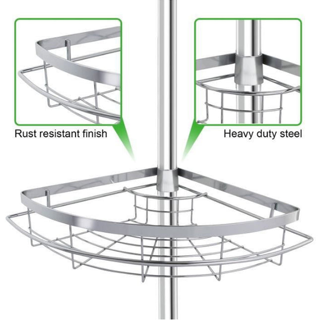 4-Tier Bathroom Corner Shelves No Drilling Metal Shower Caddy
