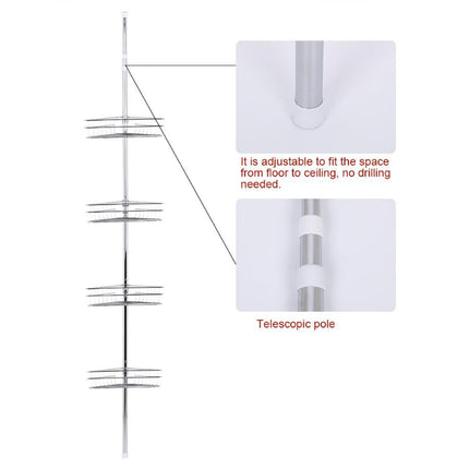 4-Tier Bathroom Corner Shelves No Drilling Metal Shower Caddy