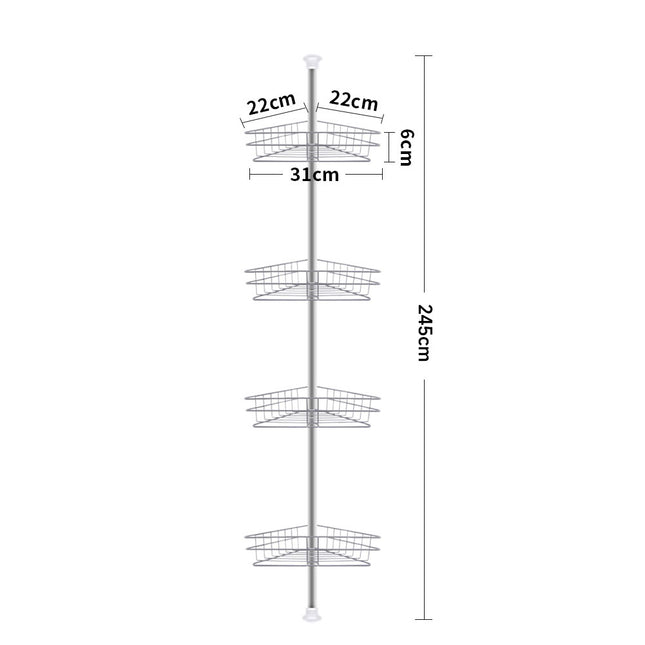 4-Tier Bathroom Corner Shelves No Drilling Metal Shower Caddy