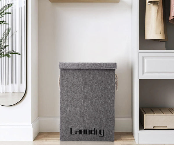 Large Linen Laundry Basket Folding Clothes Hamper Lid
