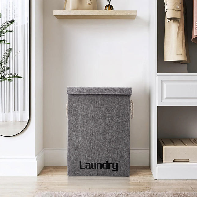 Large Linen Laundry Basket 72L Folding Clothes Hamper with Lid