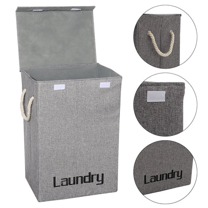 Large Linen Laundry Basket 72L Folding Clothes Hamper with Lid
