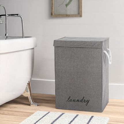 Foldable Laundry Basket with Lid and Rope Handles 40 x 60cm