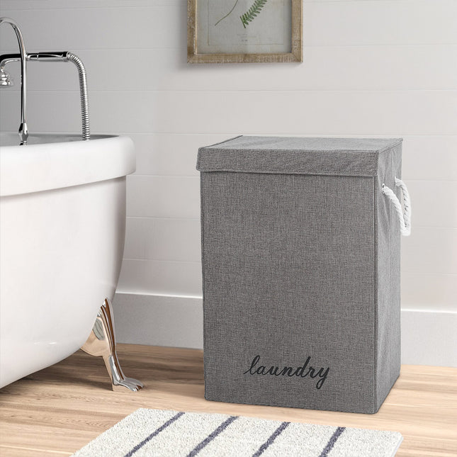 Foldable Laundry Basket with Lid and Rope Handles 40 x 60cm