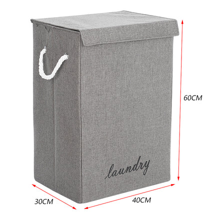 Foldable Laundry Basket with Lid and Rope Handles 40 x 60cm