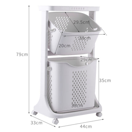 2/3-Tier Bathroom Storage Trolley Laundry Basket with Wheels
