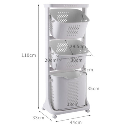 2/3-Tier Bathroom Storage Trolley Laundry Basket with Wheels
