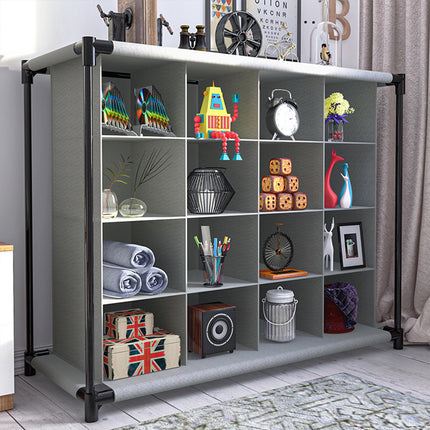 Grey 16 Cube Fabric Shoe Storage Rack