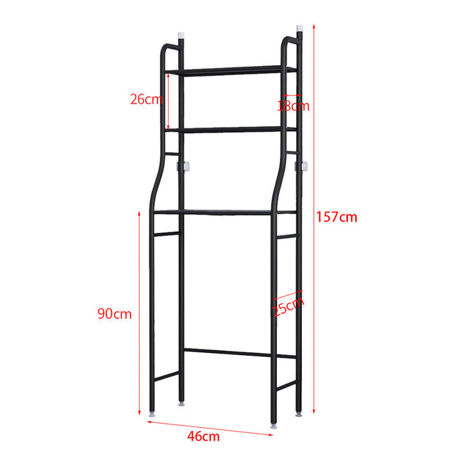 3-Tier Bathroom Storage Shelf Metal Standing Rack