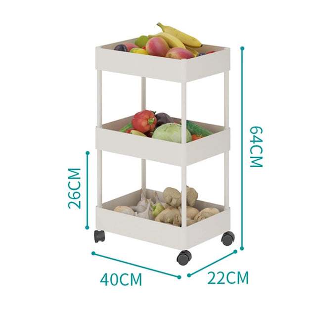 Tiered Bathroom Trolley Cart ABS Narrow Storage Shelf