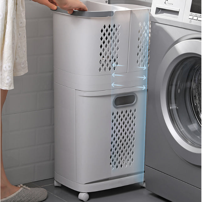Rolling Laundry Basket Laundry Hamper Sorter with 3 Compartments