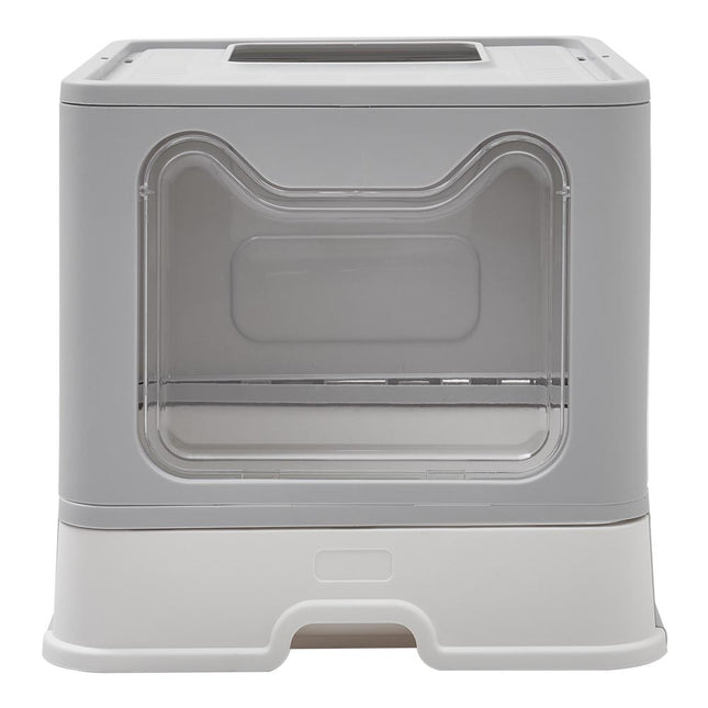 Foldable Cat Litter Box with Front Entry and Top Opening