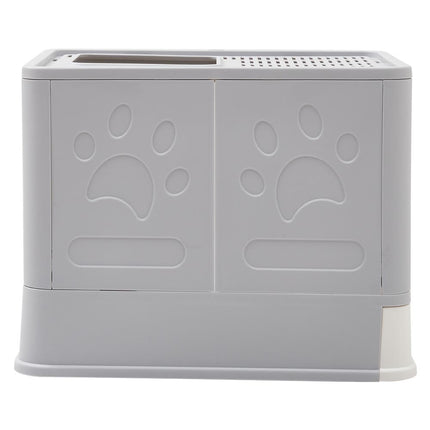 Foldable Cat Litter Box with Front Entry and Top Opening