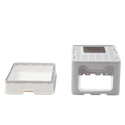 Foldable Cat Litter Box with Front Entry and Top Opening