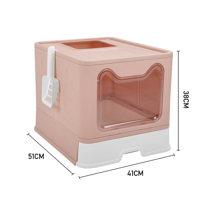 Foldable Plastic Cat Litter Box Top Exit Design
