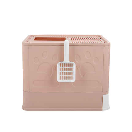 Foldable Plastic Cat Litter Box Top Exit Design