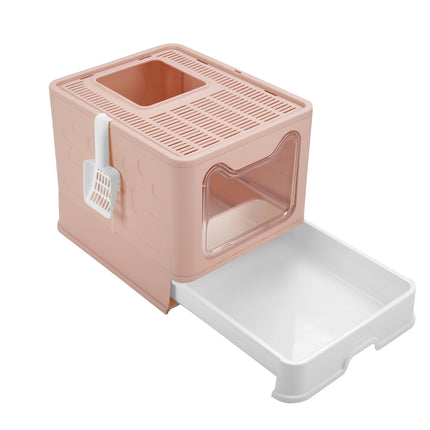 Foldable Plastic Cat Litter Box Top Exit Design