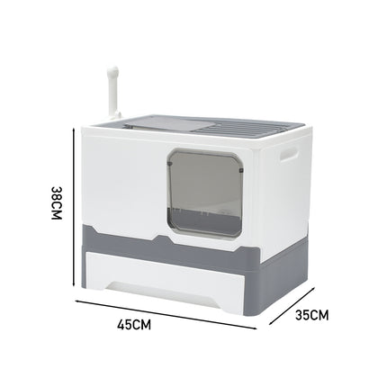 Anti Splash Enclosed Cat Litter Box Grey