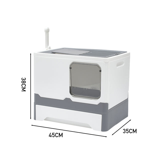 Anti Splash Enclosed Cat Litter Box Grey